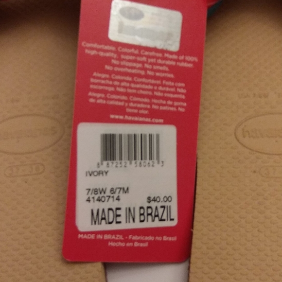 Havaianas You St. Tropez Flip Flops. Thong Style 7/8, Red and Blue Fabric. - Picture 9 of 12